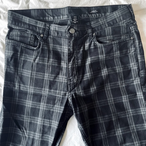 H&M Skinny Fit Pants Grey & Black lined - Picture 1 of 7